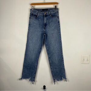 J Brand Jules High Rise Straight Jeans In Sympathy Destruct Women's 27 Raw hems